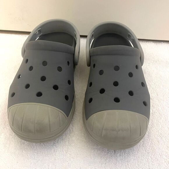 Crocs Kids Youth clogs Grey Slip On Rubber Slides Shoe Size C12 - Picture 2 of 7